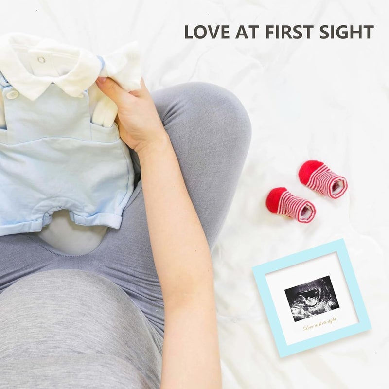 KINLINK Baby Sonogram Picture Frame, Love at First Sight Ultrasound Picture Frame, Pregnancy Gifts for Expecting Mom&Dad, Gender Reveal Party, Baby Keepsake Announcement Light Blue - Image 5